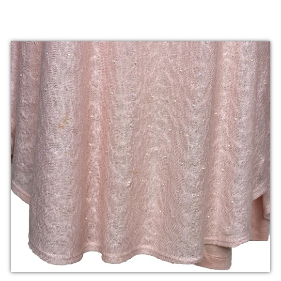 Ivy Ridge Women’s Dolman Sweater Top XL Pink Small White Pearls Semi-Sheer - Picture 4 of 11